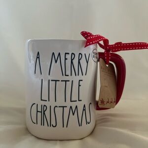 Rae Dunn White Christmas Mug with Red Handle